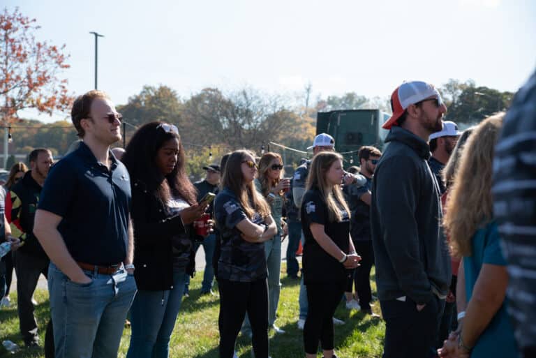 Mission 22 participants networking and engaging during a veteran-focused community event.
